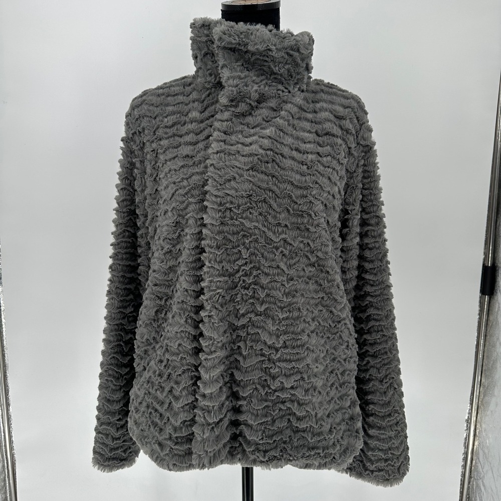 Patagonia Gray Pelage Faux Fur Teddy Soft Cozy Zip Jacket Chic Casual Women's L